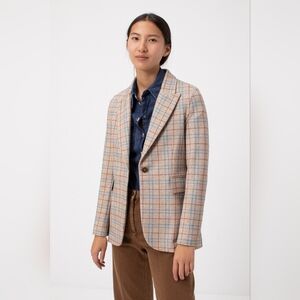 Circo Tan and Blue Plaid Women's Blazer
